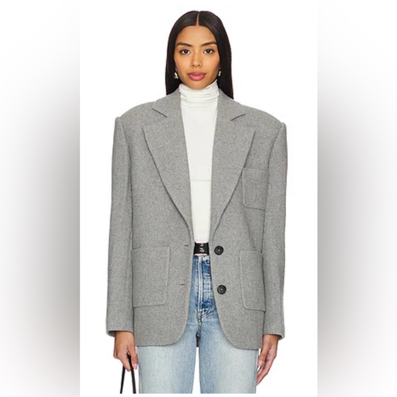 Evaes Jackets & Blazers - NWT EAVES (Revolve) Shai Manteco Wool Blazer in Light Grey, Size Small